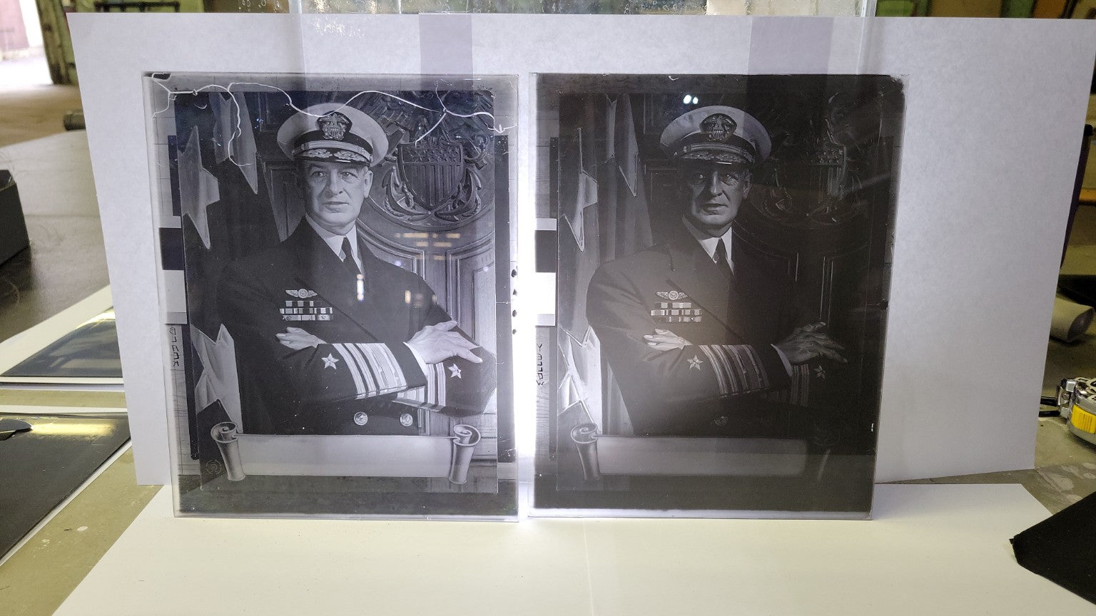 8"x10" Glass Negative Set – U.S. Navy Admiral Portrait – CMYK Separation Plates (Set of 4)
