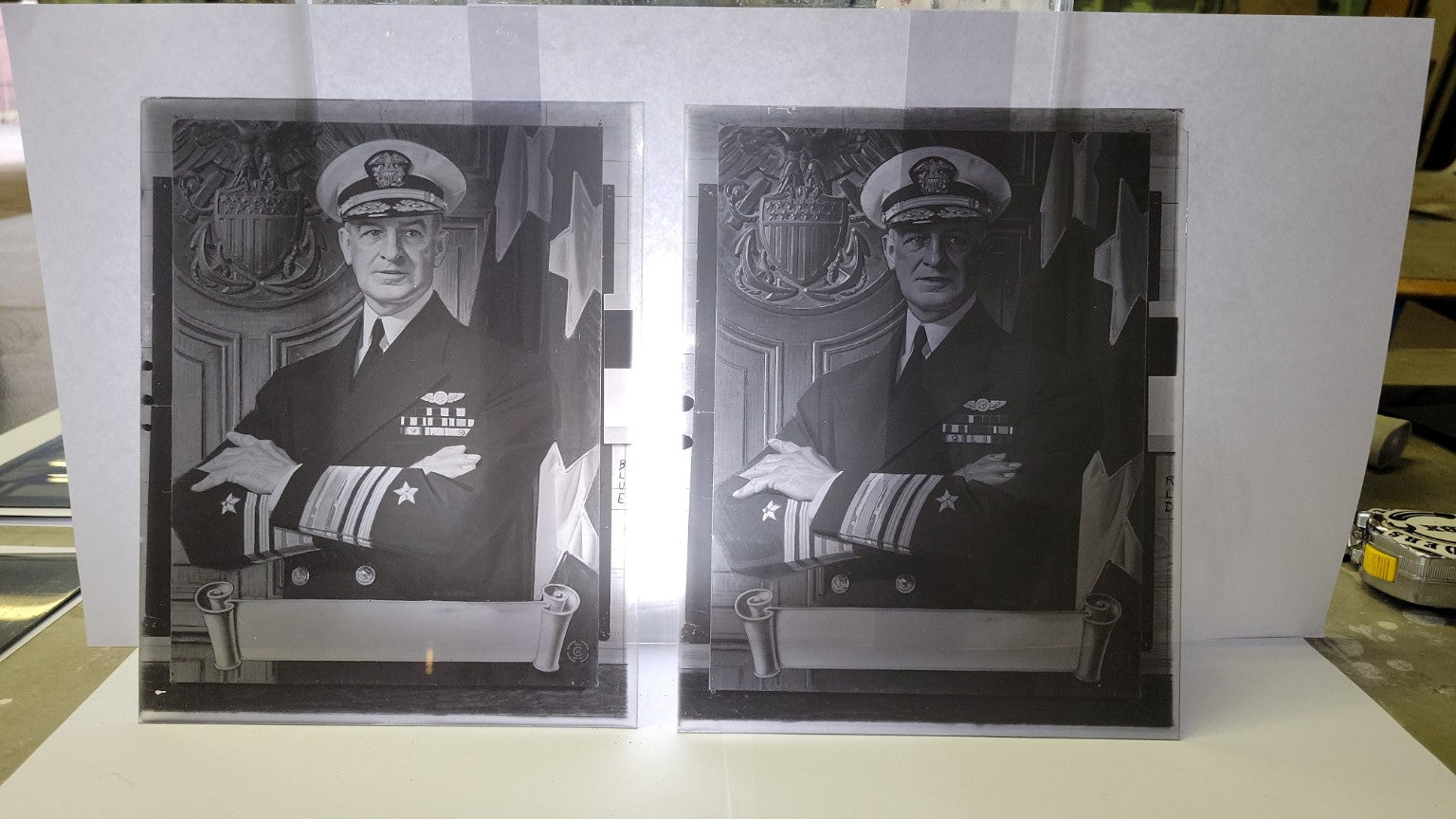 8"x10" Glass Negative Set – U.S. Navy Admiral Portrait – CMYK Separation Plates (Set of 4)