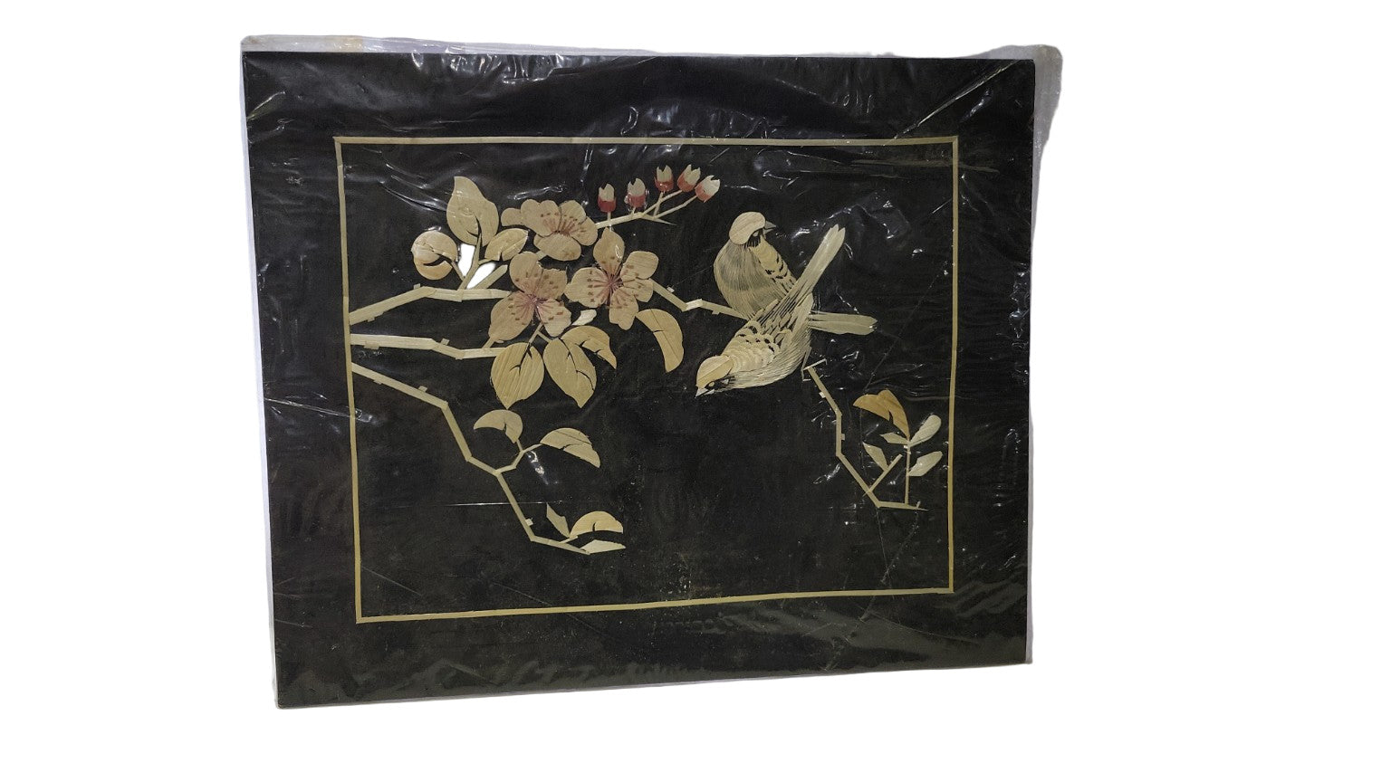 1985 “Harmony” – Asian-Inspired Mixed Media Artwork Featuring Birds & Blossoms – Signed