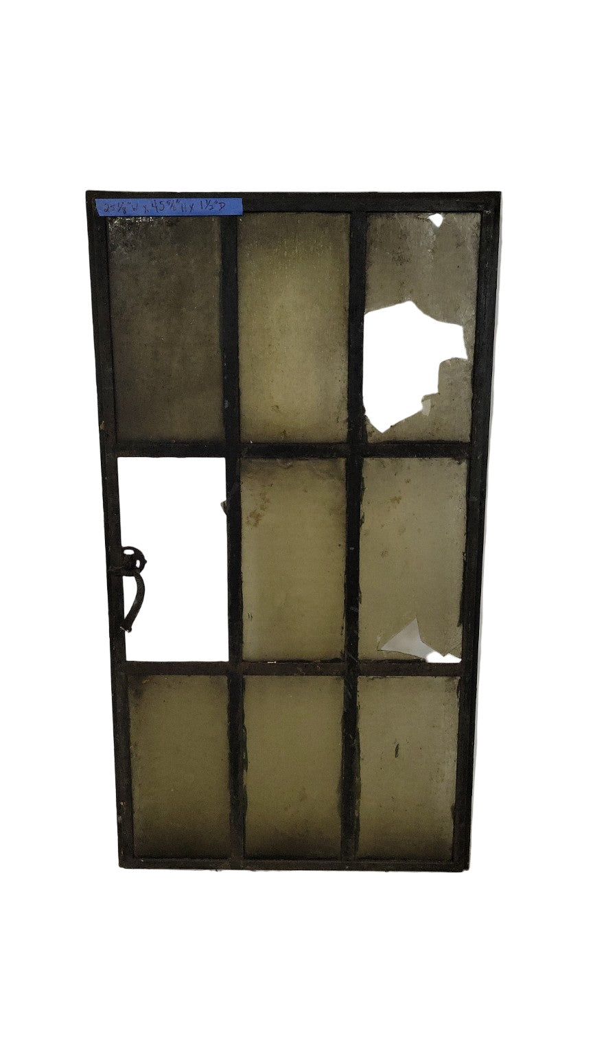 Antique 9-Lite Steel Casement Window with Seeded Glass – Distressed Panes
