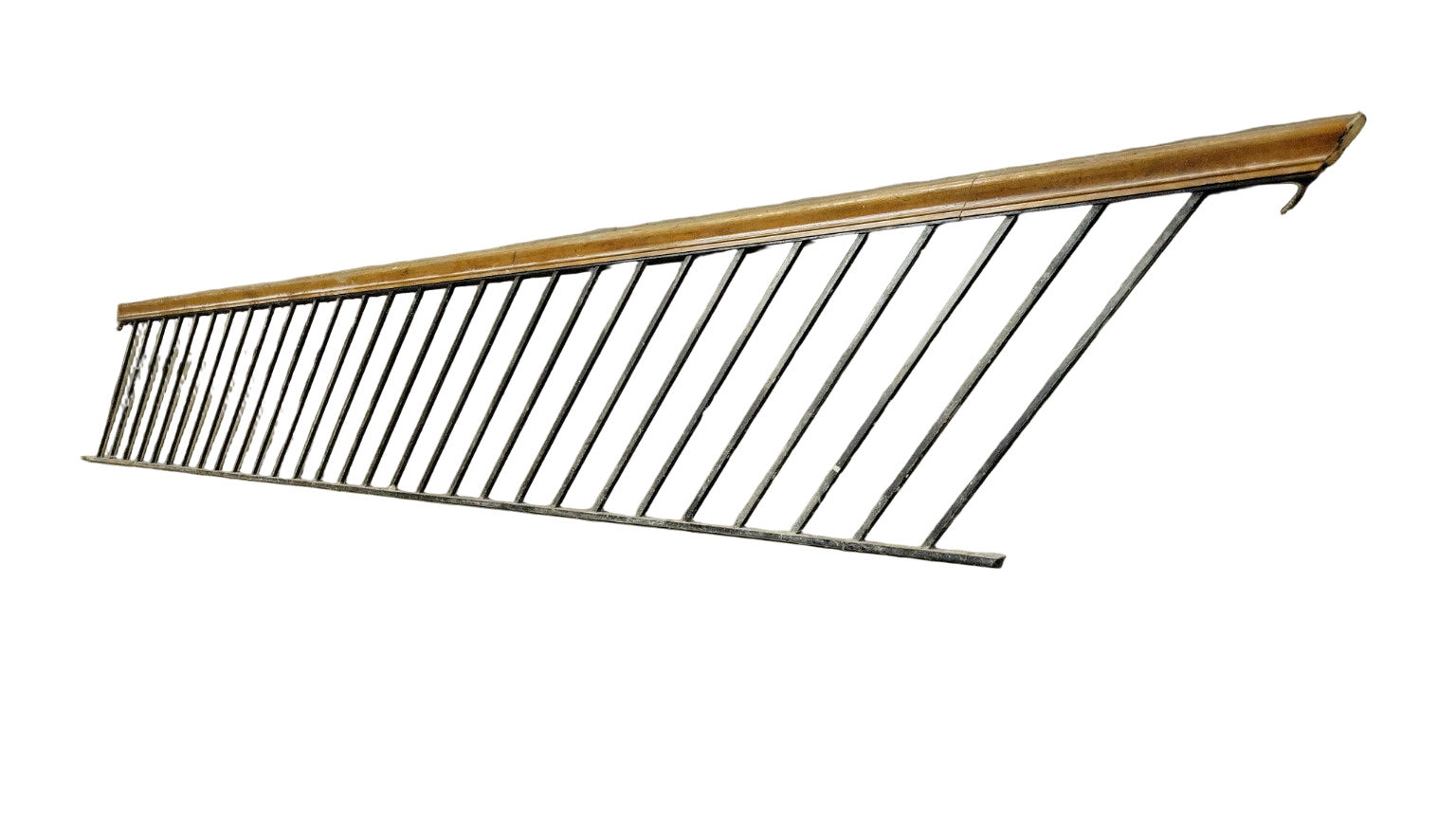 Vintage Iron Stair Railing with Wood Cap – 159 ½" L x 33 ⅝" H