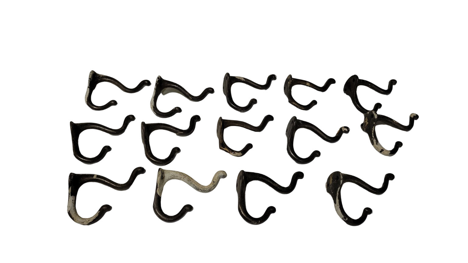 Vintage Brass Double Coat Hook Set – Set of 14