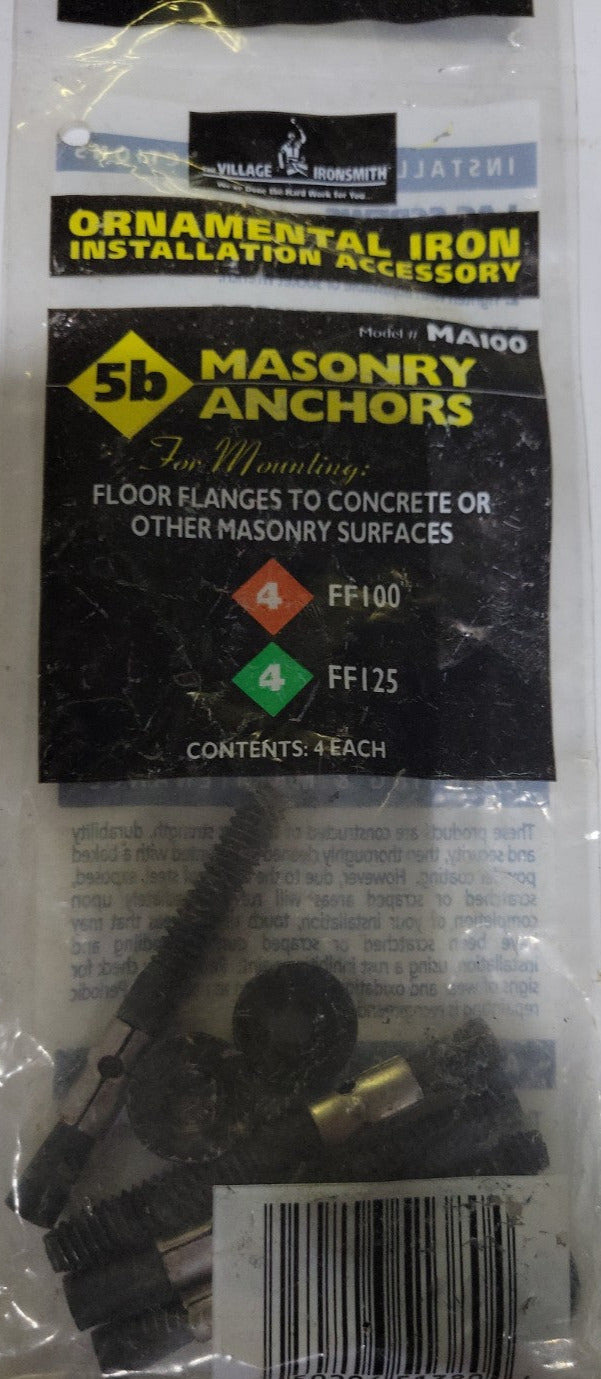 Village Ironsmith Masonry Anchors – Model MA100 (Set of 4)