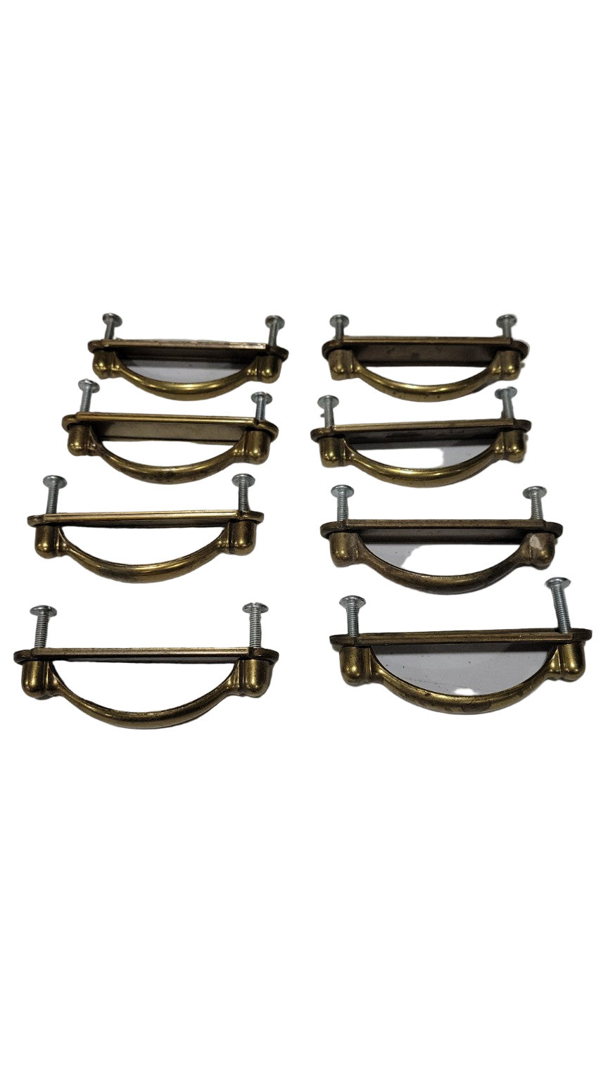 Vintage Brass Drawer Pulls – Set of 8 with 3" Screw Spacing