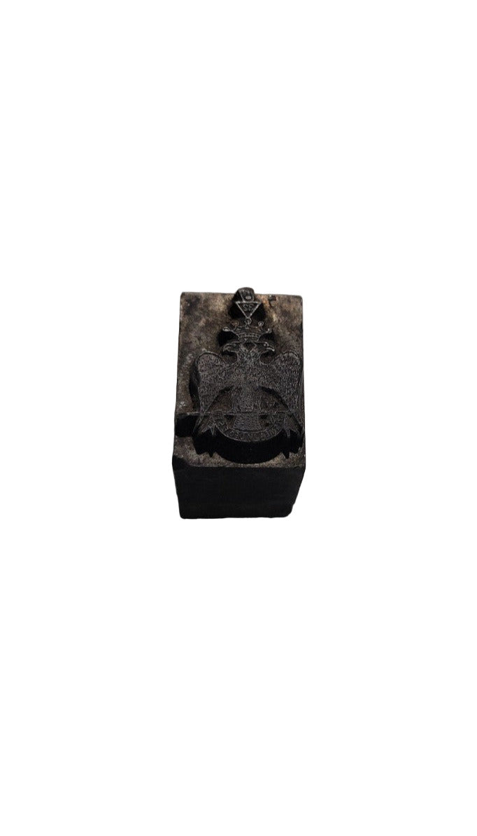 Antique Printing Press Block – Heraldic Crest Design