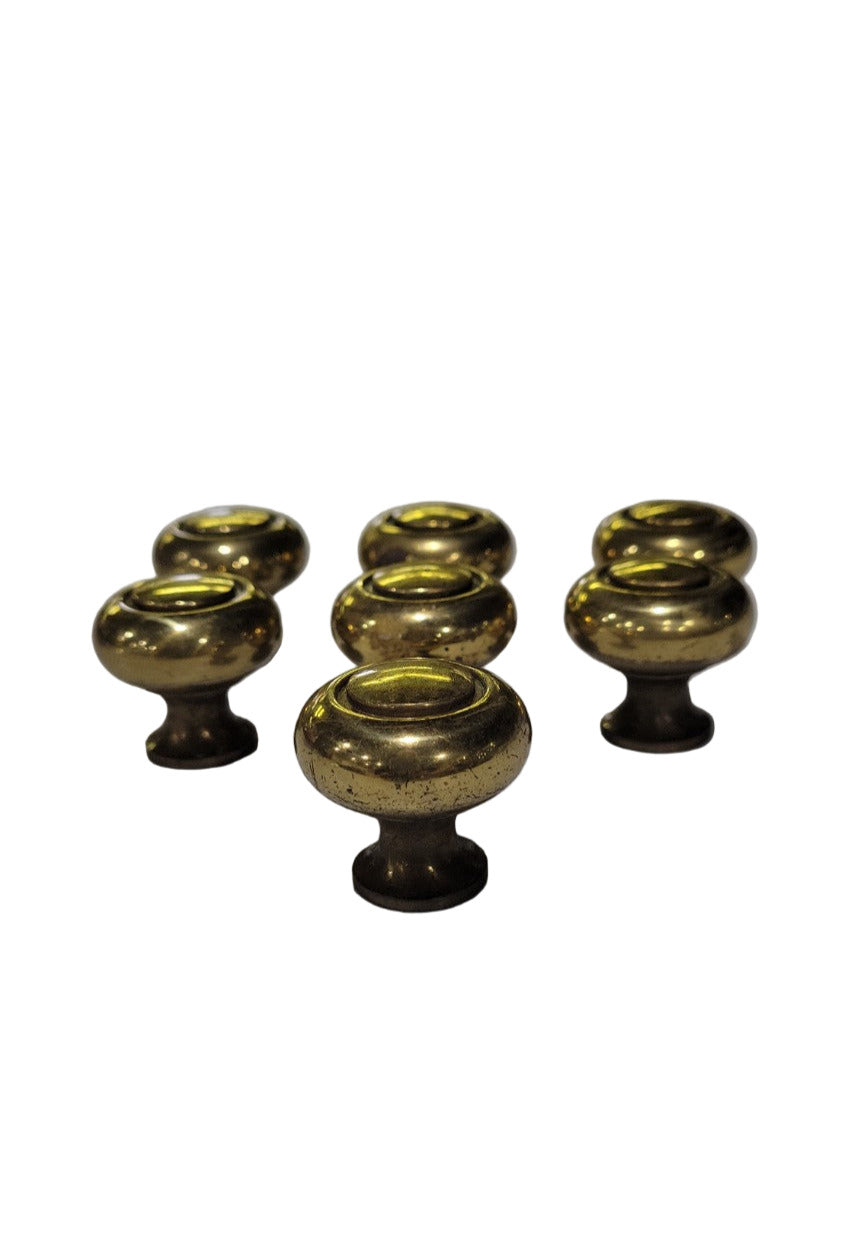 Polished Brass Cabinet Drawer Knobs – Set of 7
