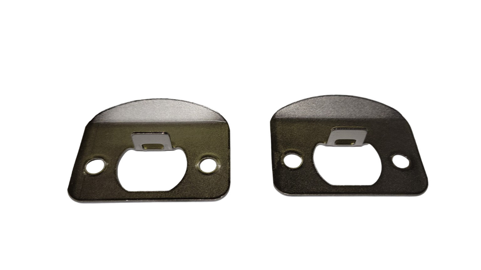 Rounded Faceplate Door Strike Plates – Satin Nickel Finish (Set of 2)