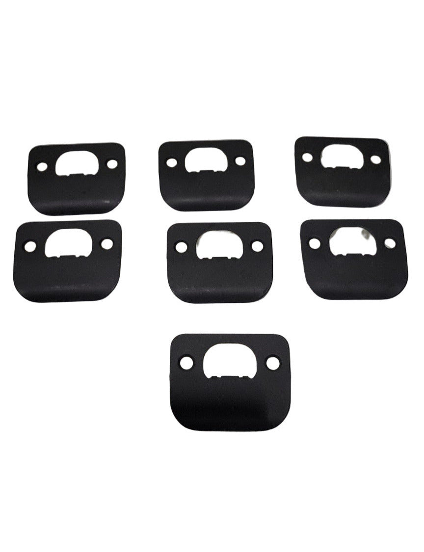 Lot of 7 Black Rounded Door Strike Plates – 2" W x 2 ¼" H