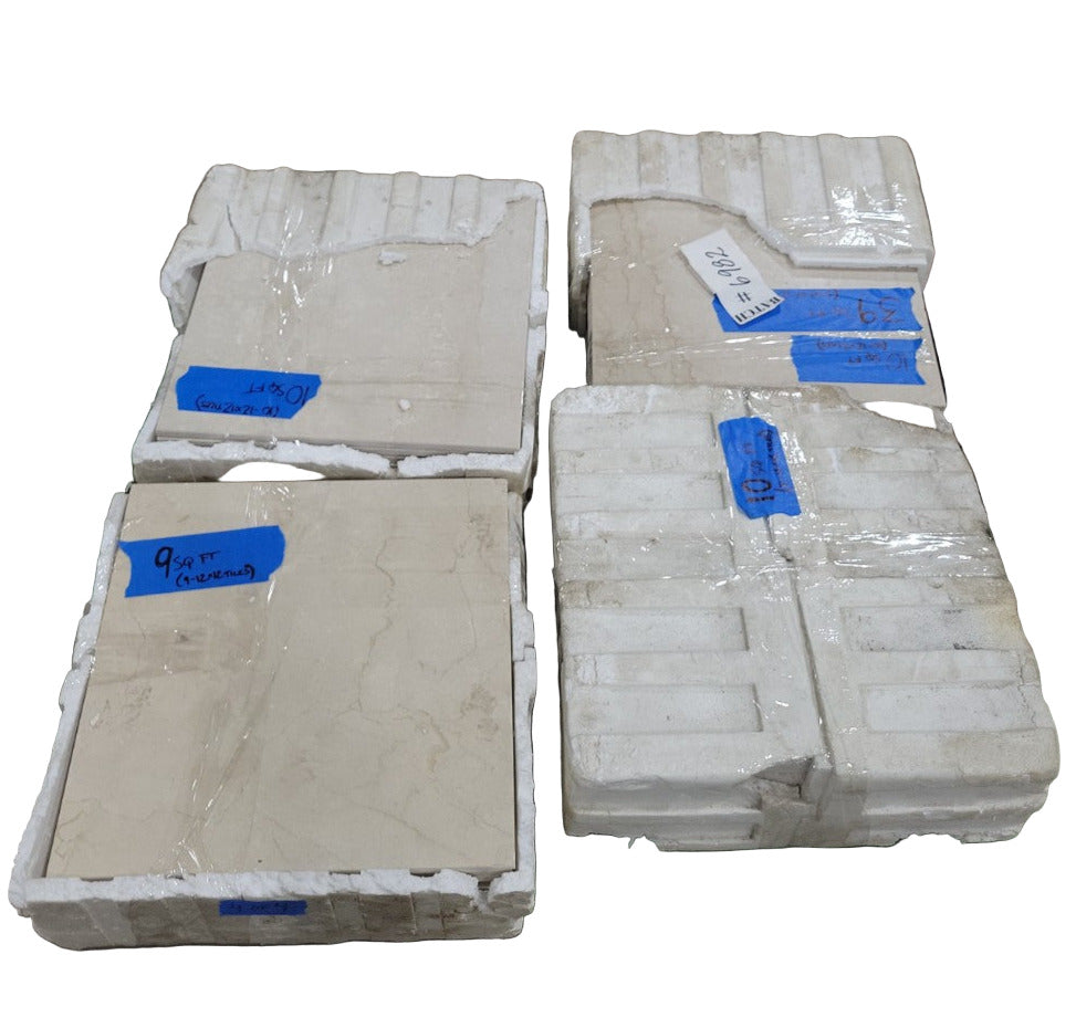 Polished Cream Marble Tile – 39 Sq Ft Lot (12" x 12")