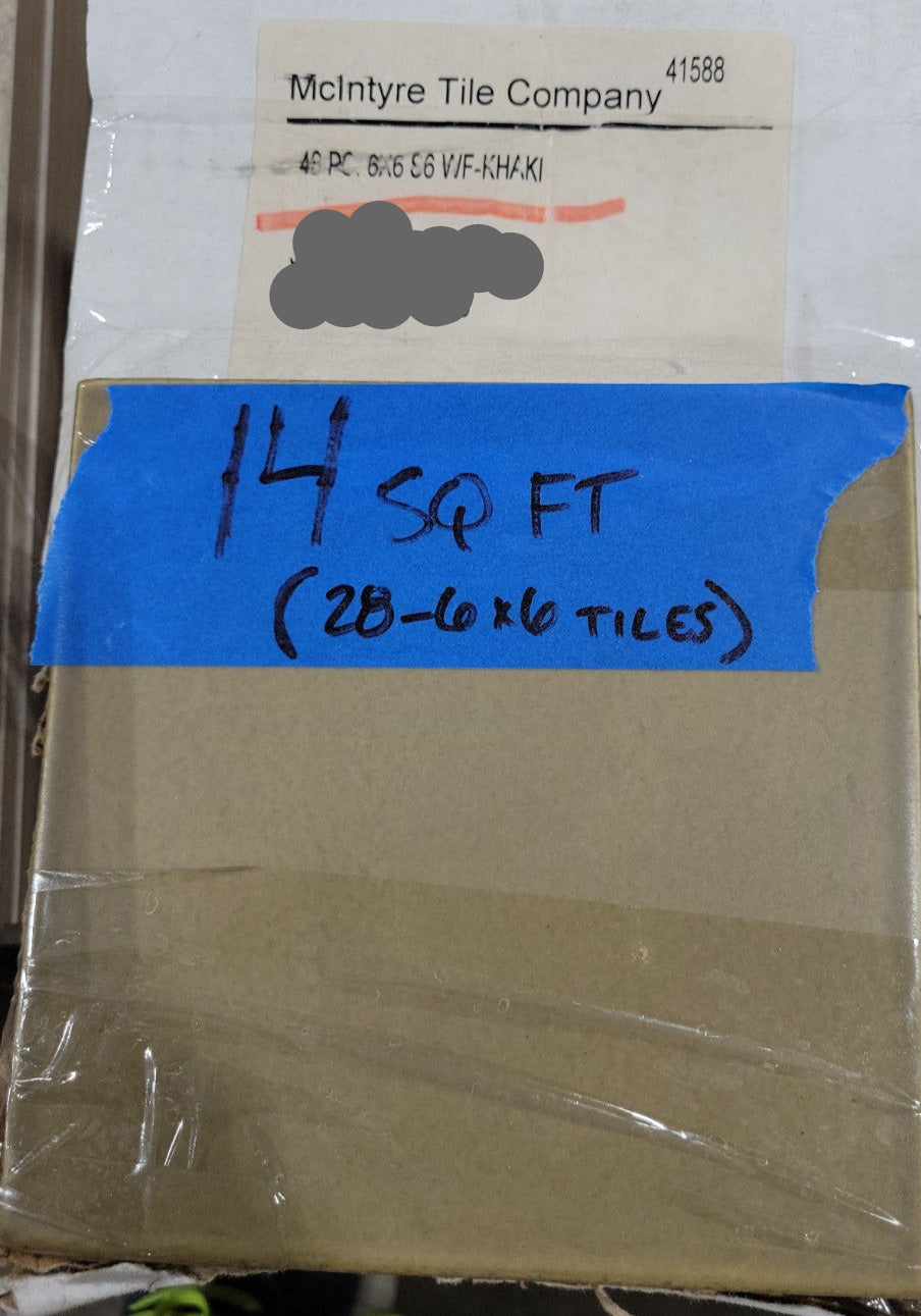 McIntyre Tile Company 6"x6" Matte Khaki Ceramic Wall Tile – 28 Tiles (14 Sq Ft)