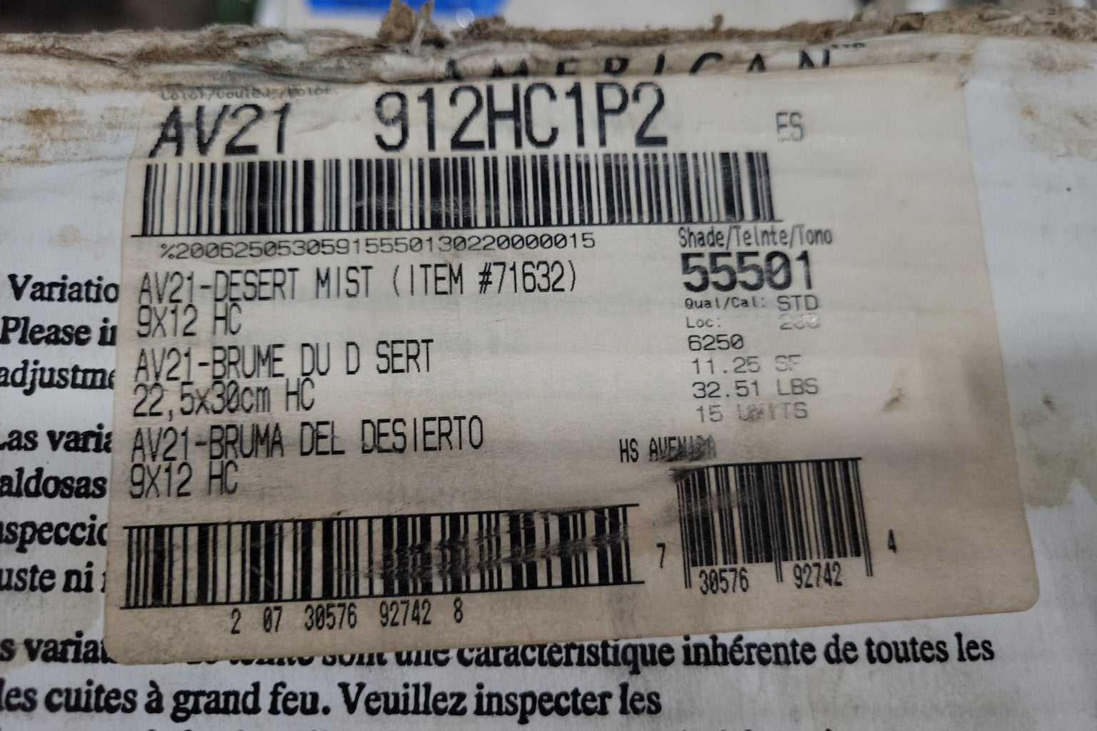 Desert Mist AV21 Porcelain Tile – 9"x12", Box of 15 Tiles (Approx. 11.25 Sq Ft)