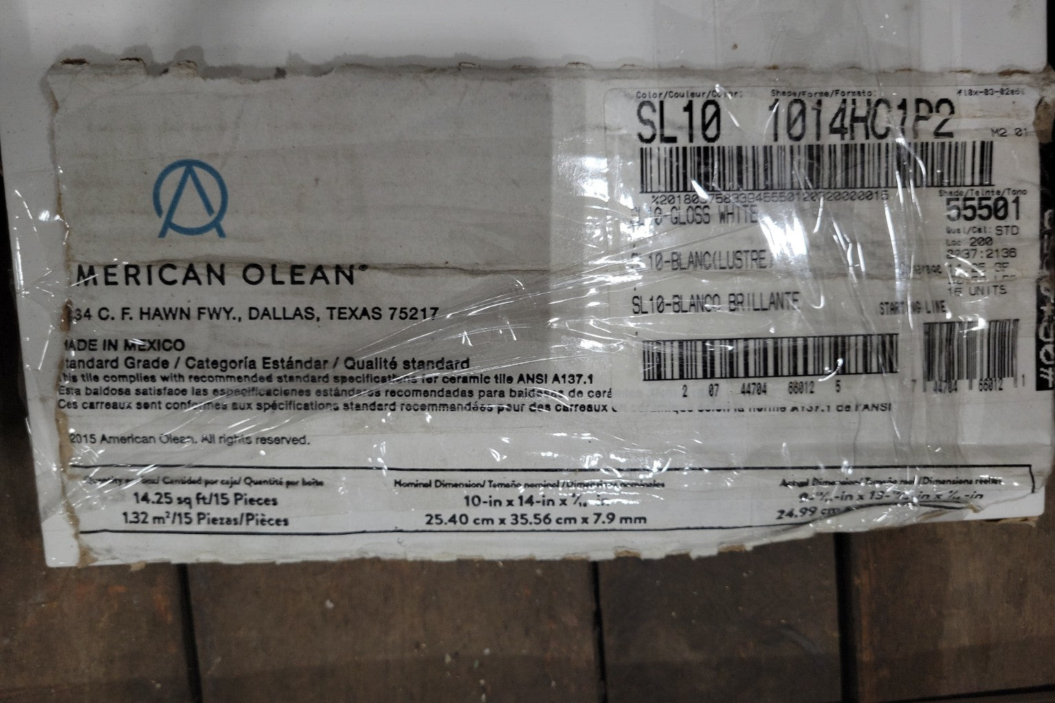 American Olean SL10 Gloss White Ceramic Wall Tiles – 4 Tiles (10"x14", Approx. 3.9 Sq Ft)