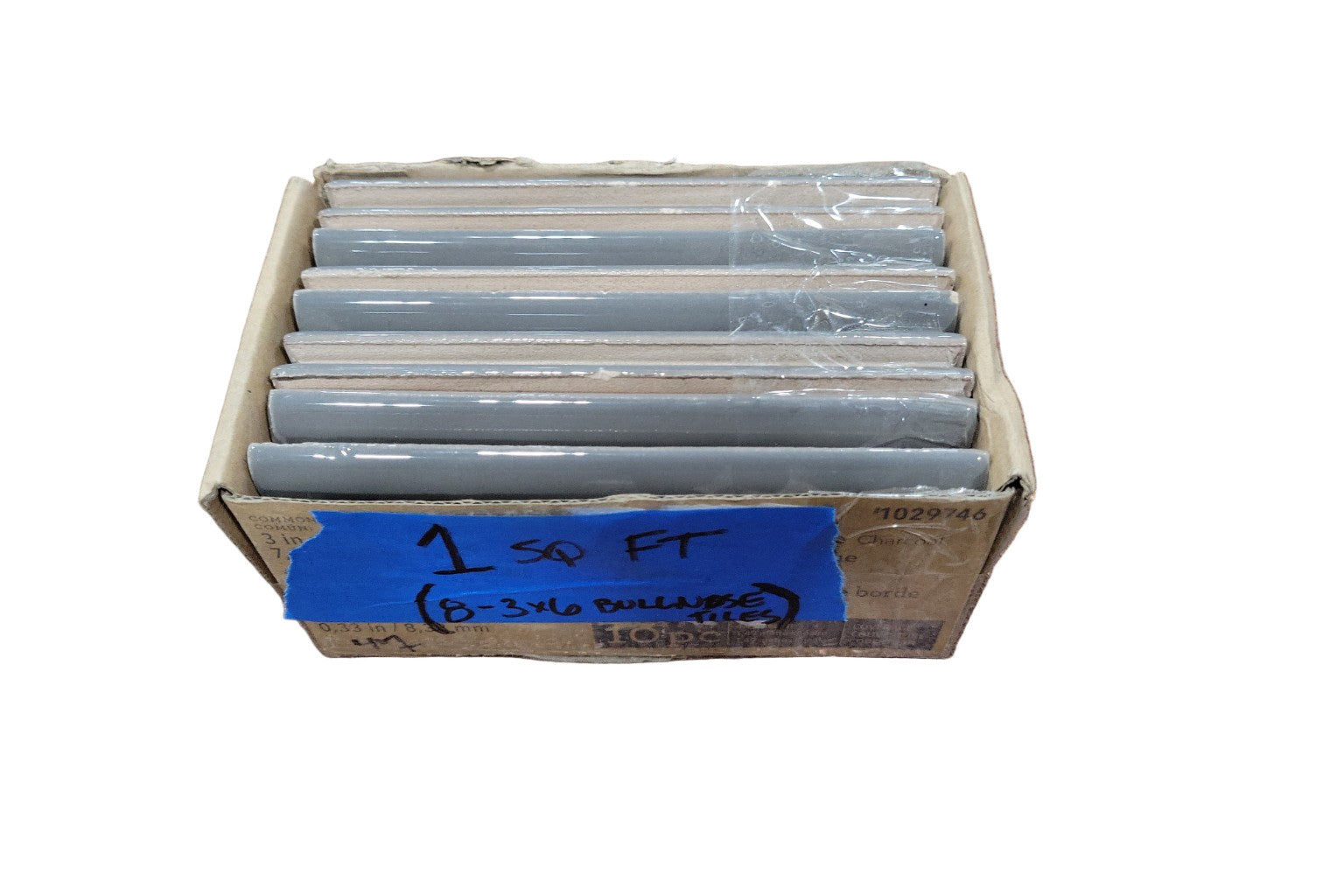 Charcoal Gloss 3"x6" Ceramic Bullnose Tiles – 10 Tiles (Approx. 1 Sq Ft  4.9 Linear Ft)
