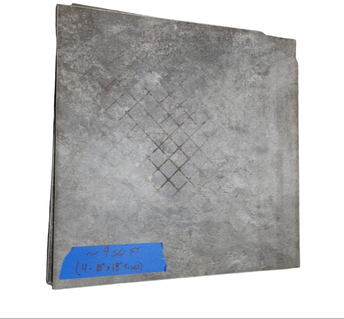 18x18 Gray Stone-Look Porcelain Floor Tiles – 4 Tiles (Approx. 9.5 Sq Ft)