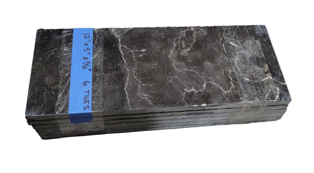 Black Marble Accent Tile – 6 Tiles (12" x 5")