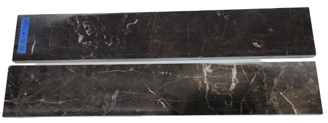 Pair of Dark Emperador Marble Tiles – 34 ½" x 6" x ¾"