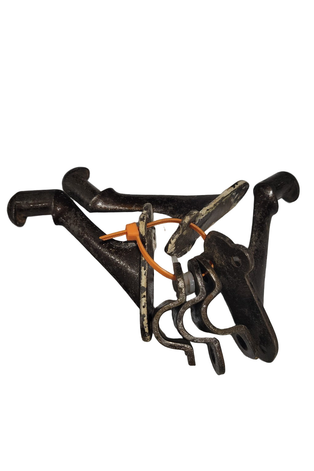 Set of Three Vintage Cast Iron Handrail Brackets – Mixed Styles