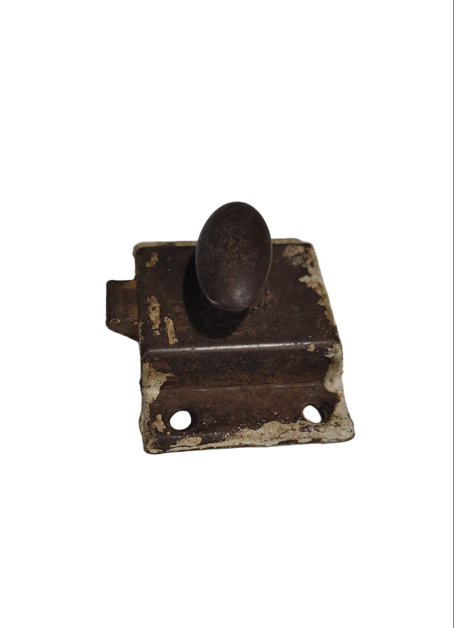Antique Surface-Mount Cabinet Latch with Turn Knob – 2 ½"
