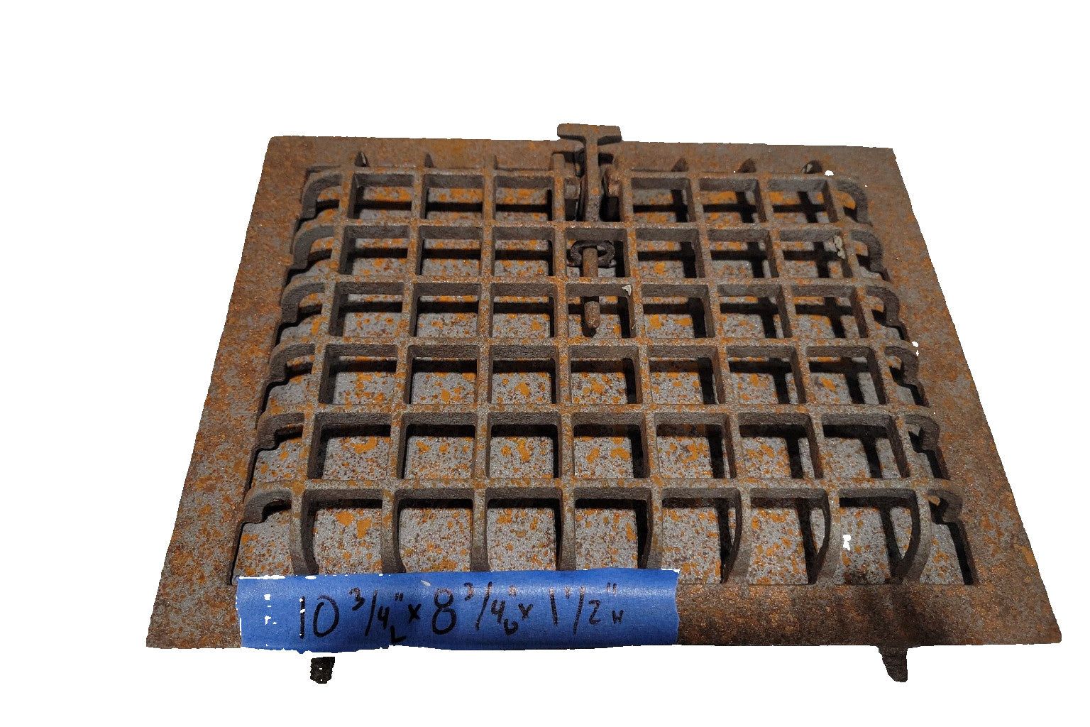 Antique Cast Iron Floor Register Grate with Damper – 10 ¾"