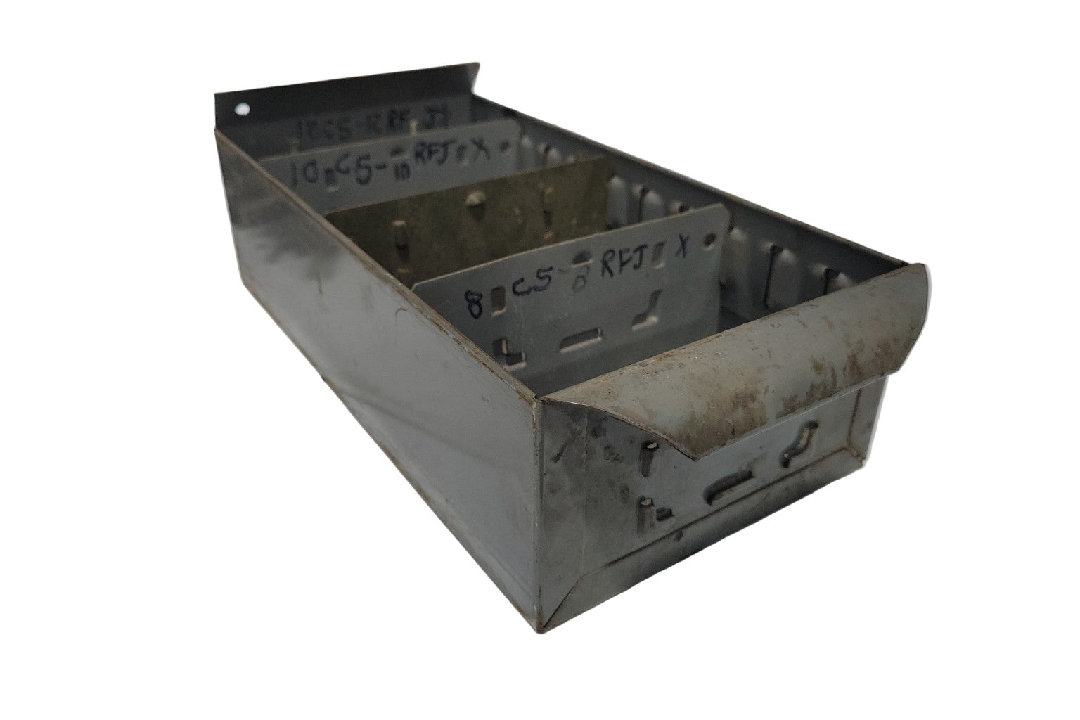Vintage Industrial Steel Parts Bin with Dividers – 11" Deep
