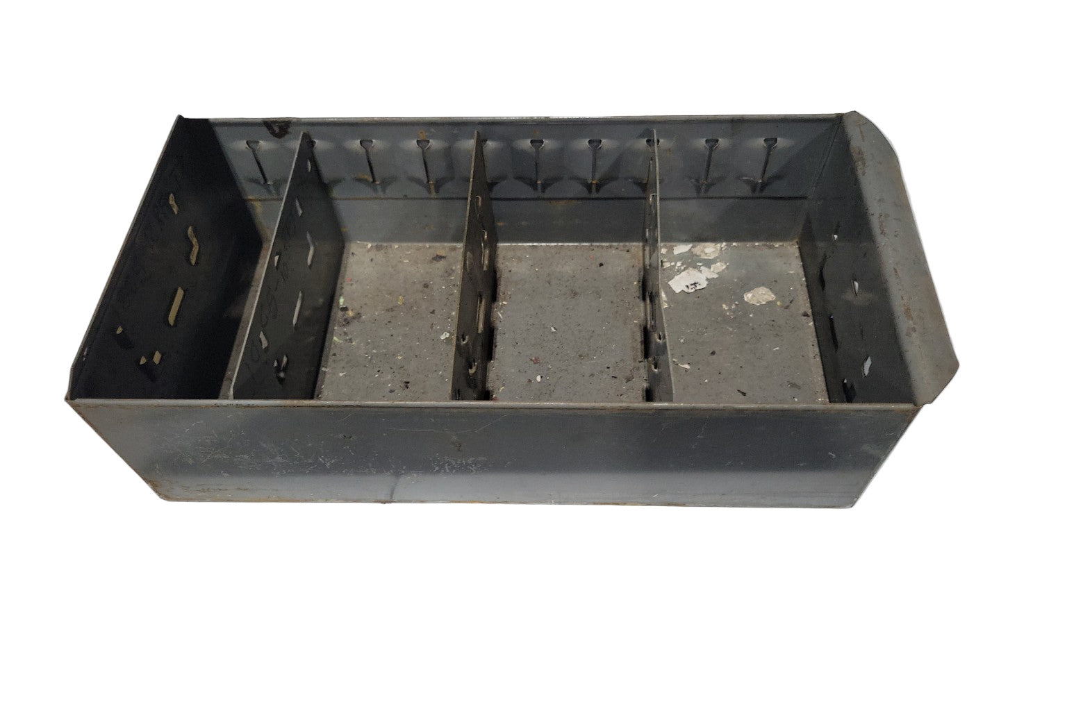 Vintage Industrial Steel Parts Bin with Dividers – 11" Deep