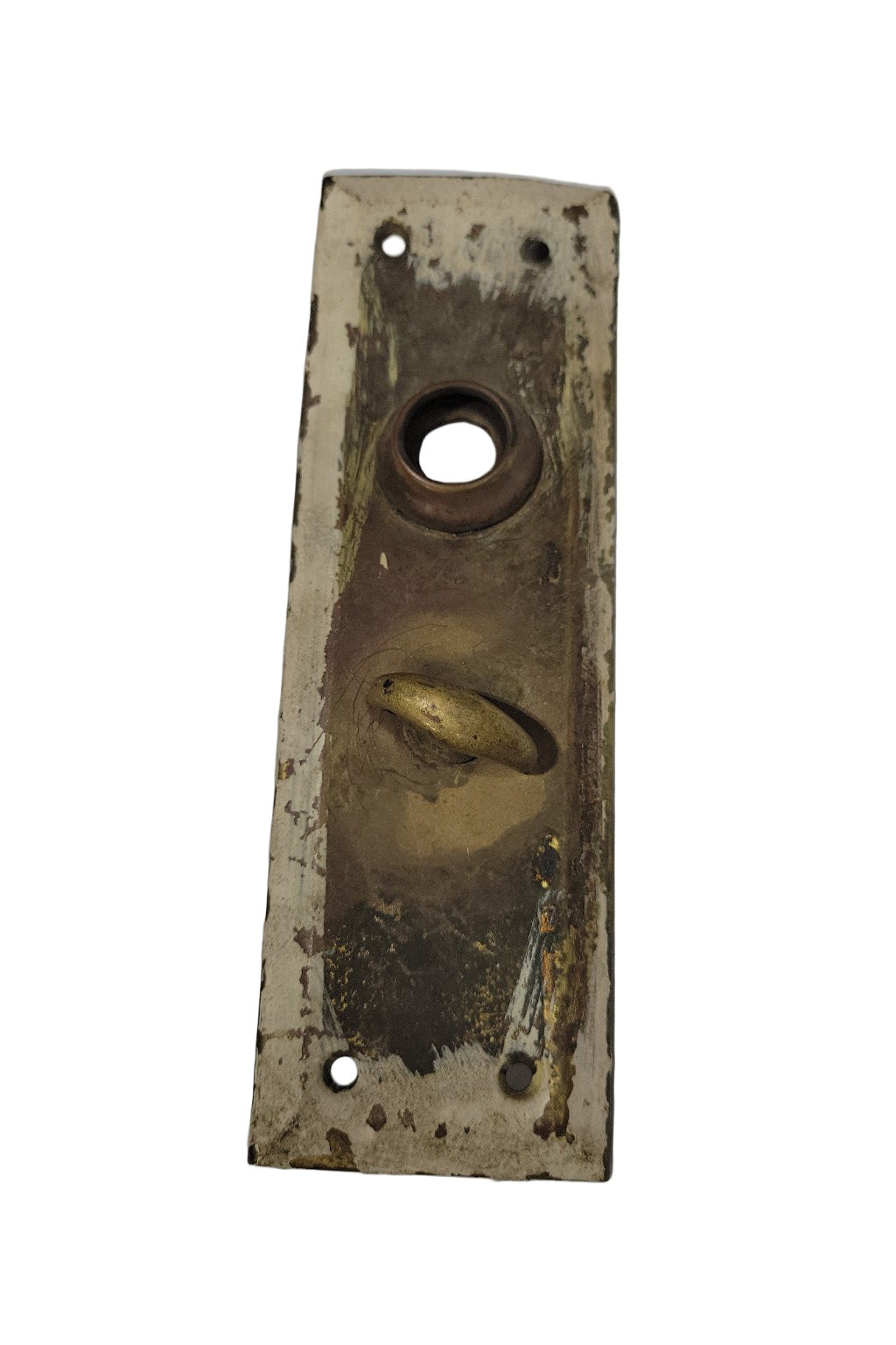 Antique Brass Door Backplate with Turn Lock – 7"