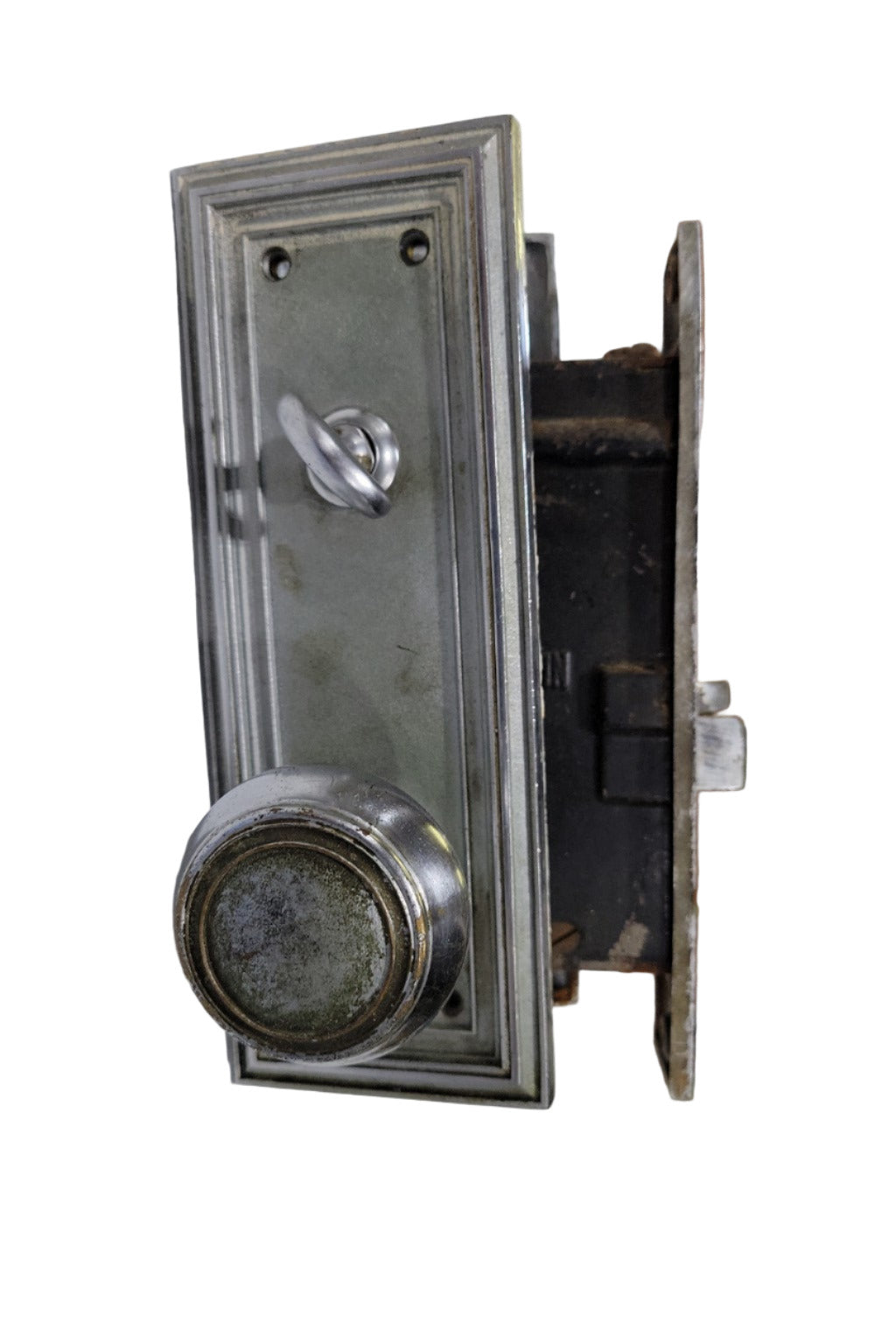 Vintage Russwin 901 Mortise Lockset with Key Cylinder & Thumbturn – Mixed Metal Finish
