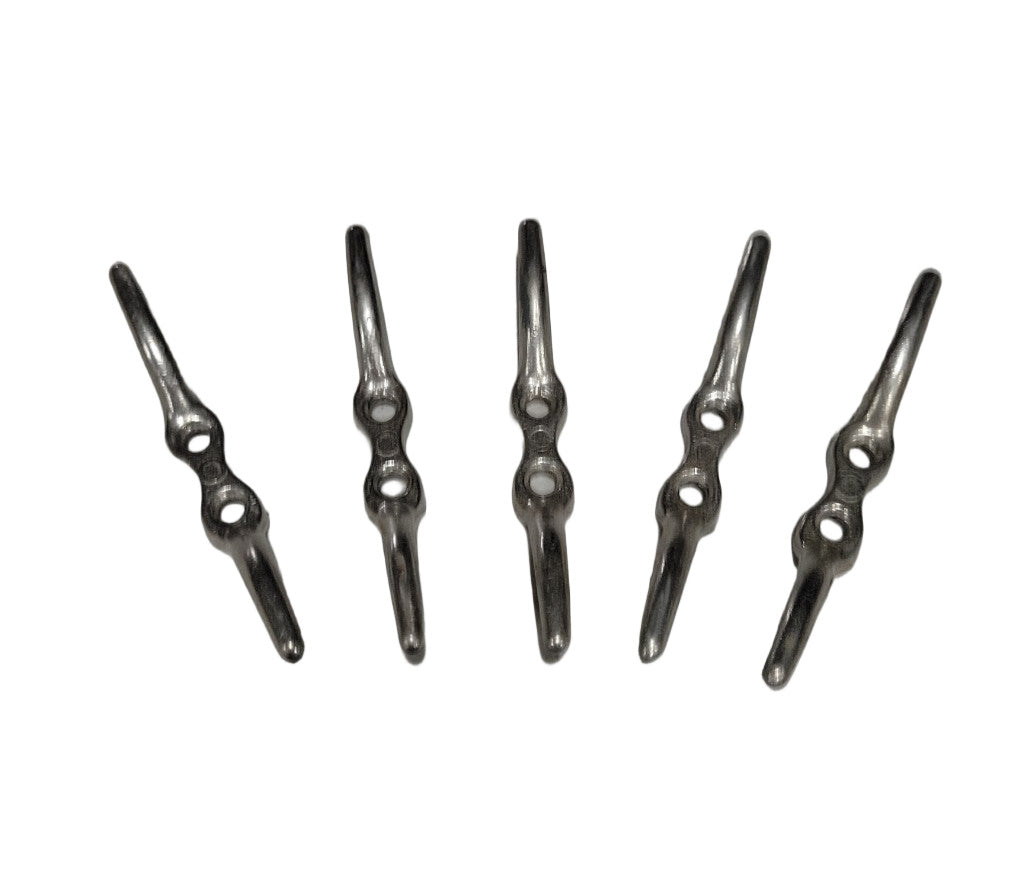 Set of 5 Polished Chrome Rope Cleats – 4½" L x ½" W