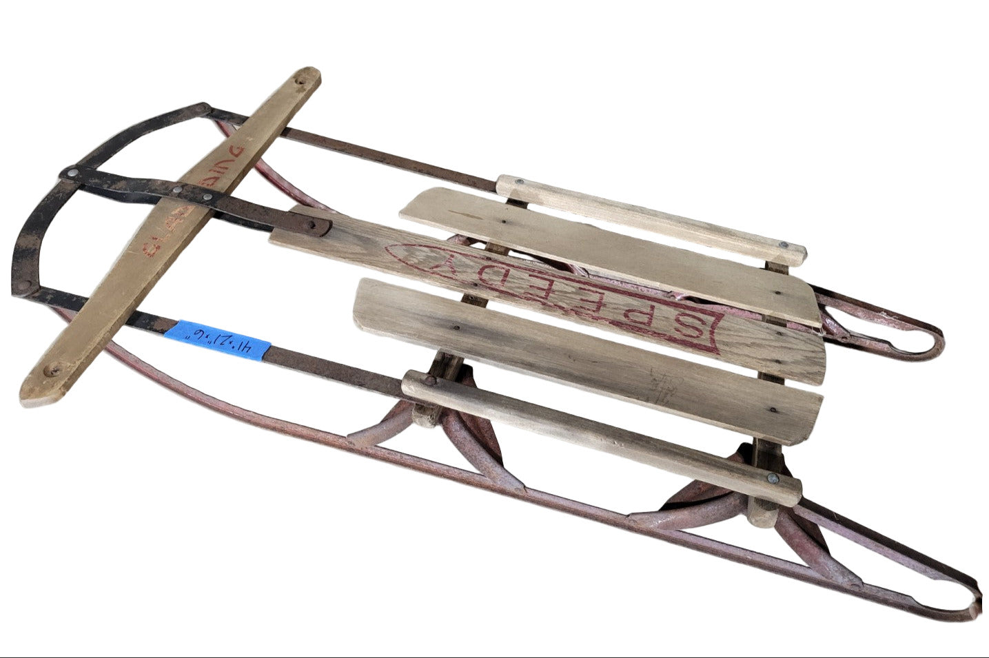 Vintage Gladding "Speedy" Snow Sled / Toboggan – Wood & Steel Frame