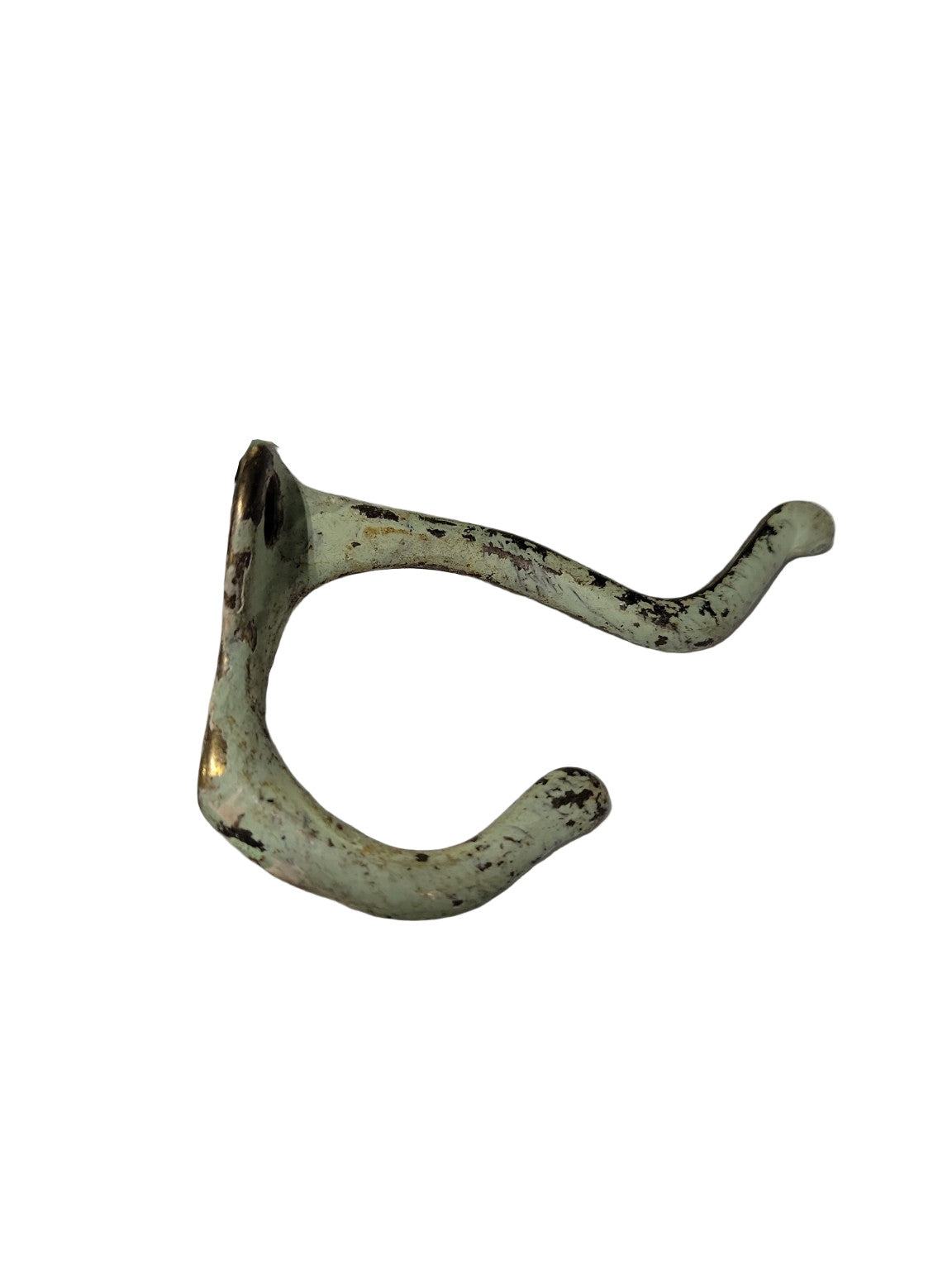 Lot of 10 Vintage Double Coat Hooks – Painted Cast Iron or Brass – 1 ¾" W x 3 ¾" H