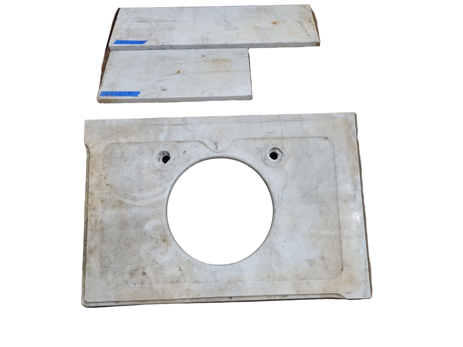 Antique White Marble Vanity Top with Backsplash and Sidesplash – 3-Piece Set