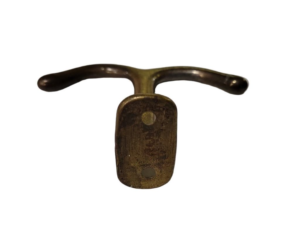 Vintage Brass Double Hat Hook – 3 ¾" Wide