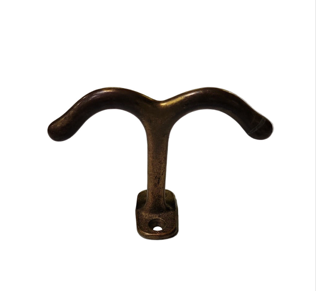 Vintage Brass Double Hat Hook – 3 ¾" Wide