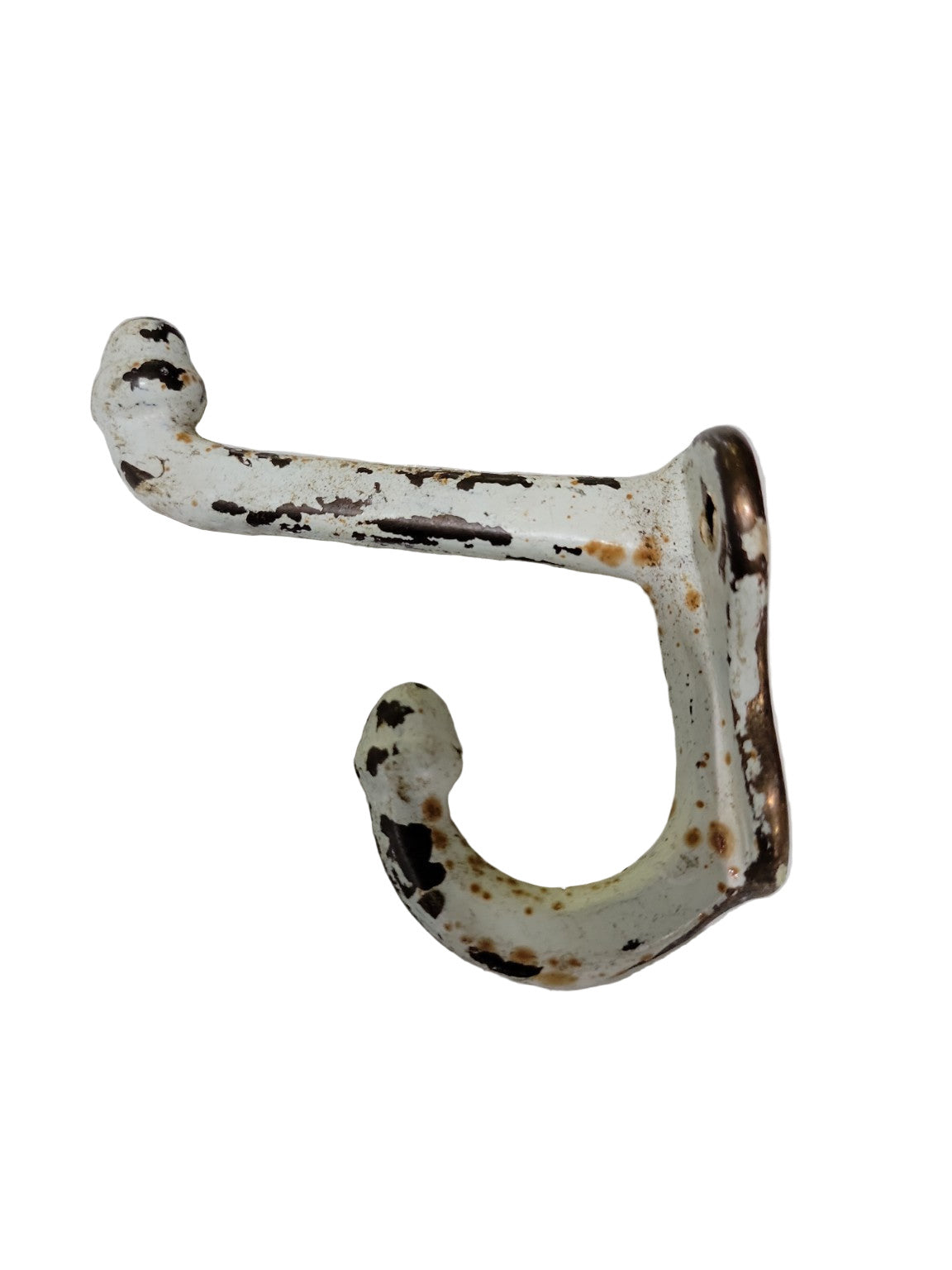 Antique Cast Iron Wall Hook – Chippy White Enamel Finish