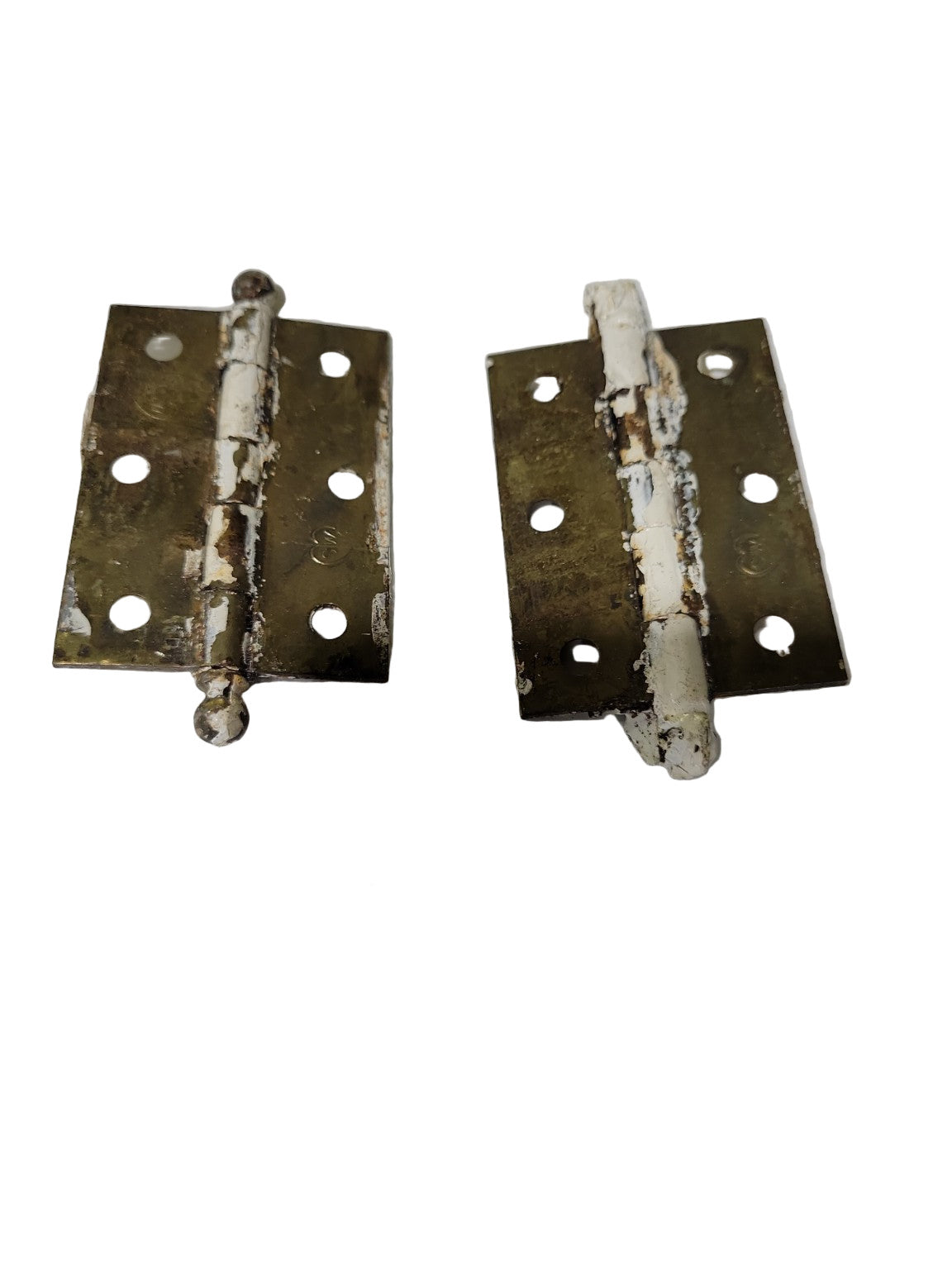 Pair of Vintage Brass Cabinet Door Hinges – 3 ¼" H x 1 ¾" W (Each Leaf)