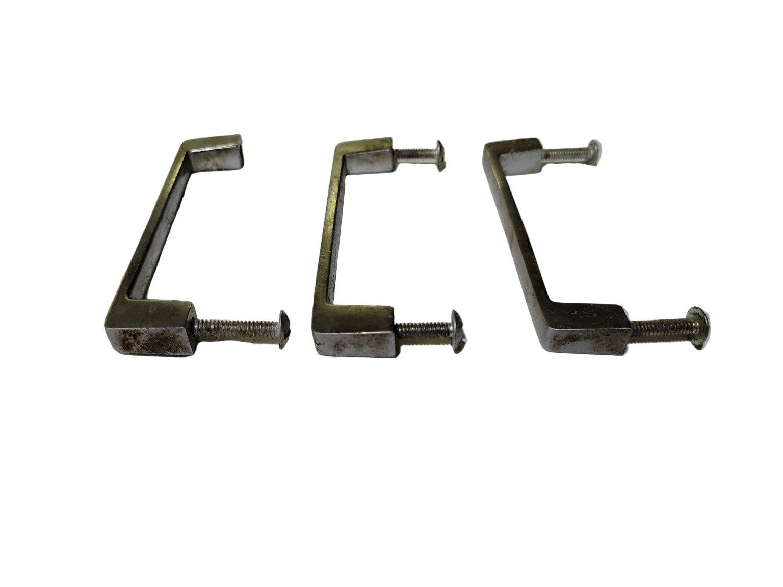 Set of 3 Mid-Century Modern Chrome Drawer Pulls – 4 ½" L x 7/16" W