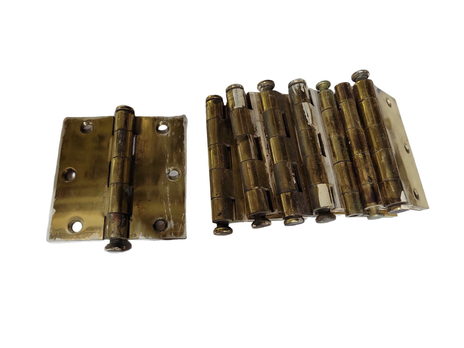 Set of 6 Solid Brass Door Hinges – 3 ½" x 3 ½"