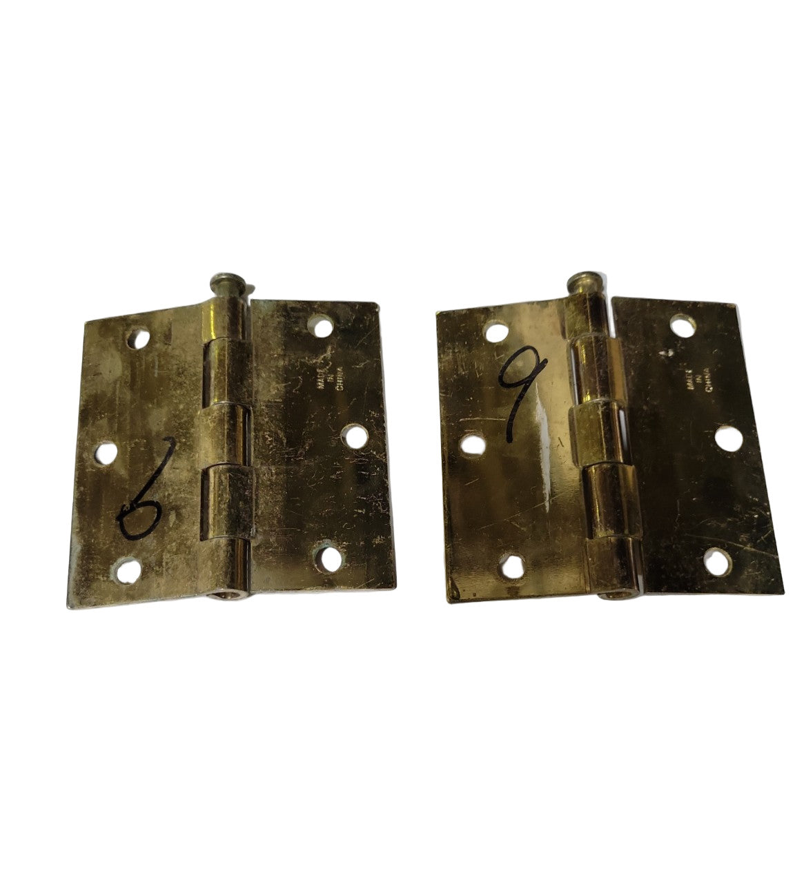 Set of 2 Brass-Finish Door Hinges – 3 ½" x 3 ½"