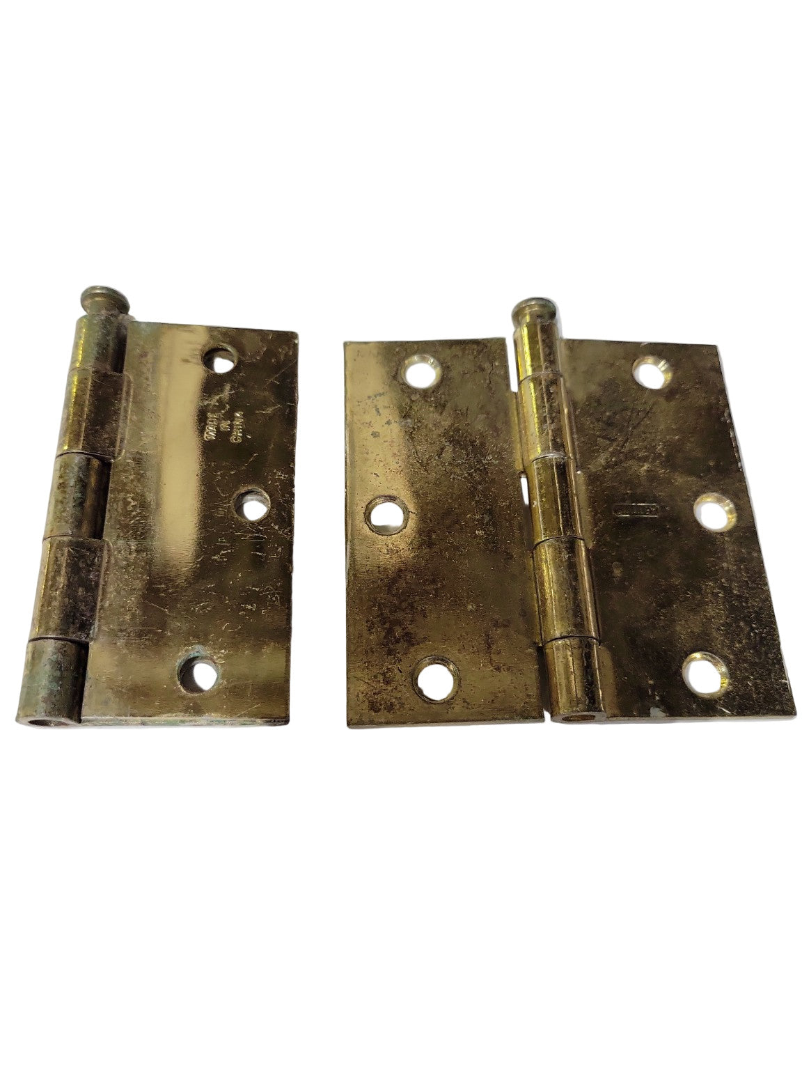 Set of 2 Brass-Finish Door Hinges – 3 ½" x 3 ½"