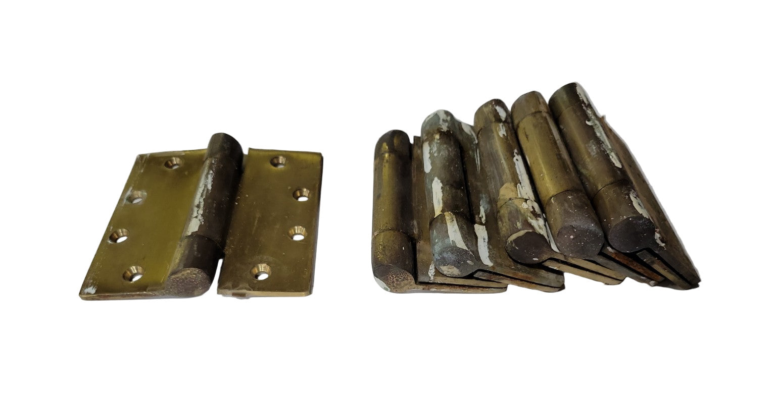 Set of 6 Heavy-Duty Commercial Brass Door Hinges – 4 ½" x 4 ½"