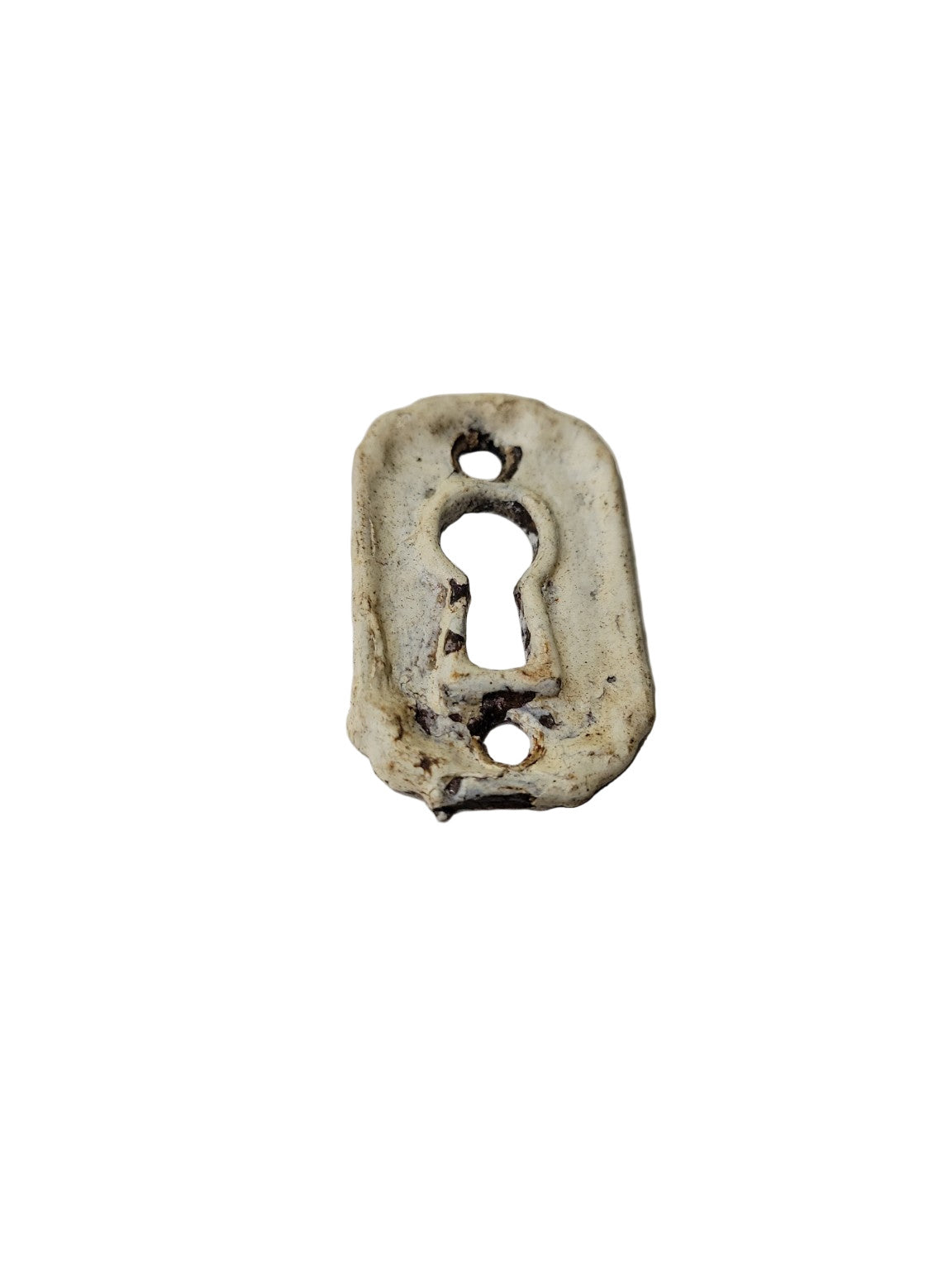 Antique Cast Iron Keyhole Escutcheon with Painted Finish – 1 ⅝" x ⅞"