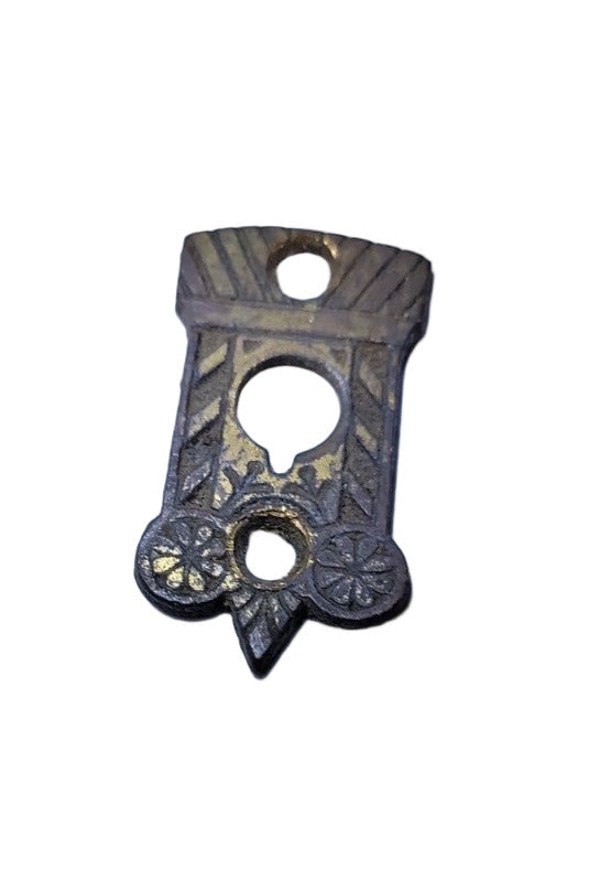 Victorian Cast Brass Keyhole Escutcheon with Eastlake Motif – 1 ½" H x ¾" W