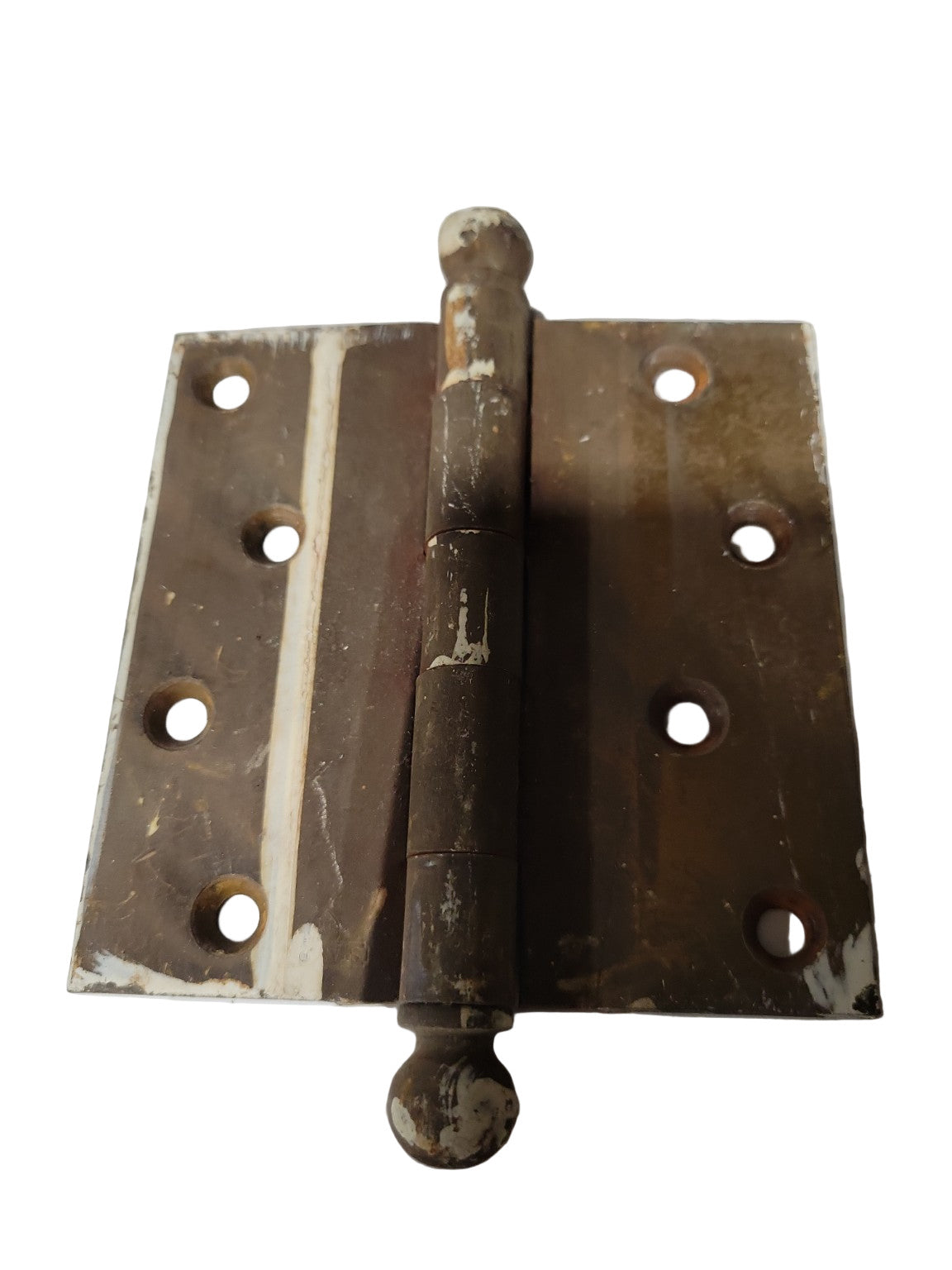 Set of 6 Vintage Ball Tip Door Hinges – 4" x 4" – Brass Plated Steel