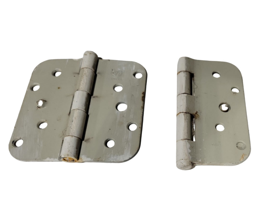 Set of 3 Standard Door Hinges – White Painted Steel – 4" x 4"