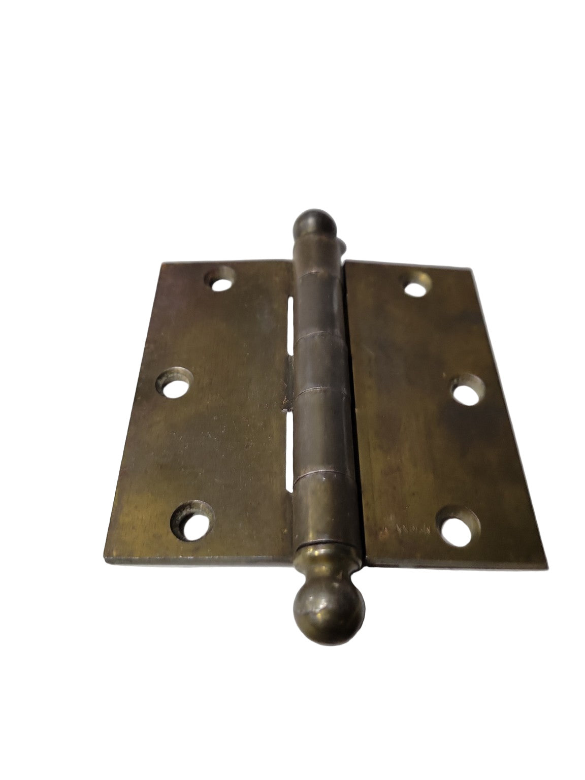 Set of 7 Vintage Ball Tip Door Hinges – Brass Plated – 3 ½" x 3 ½"
