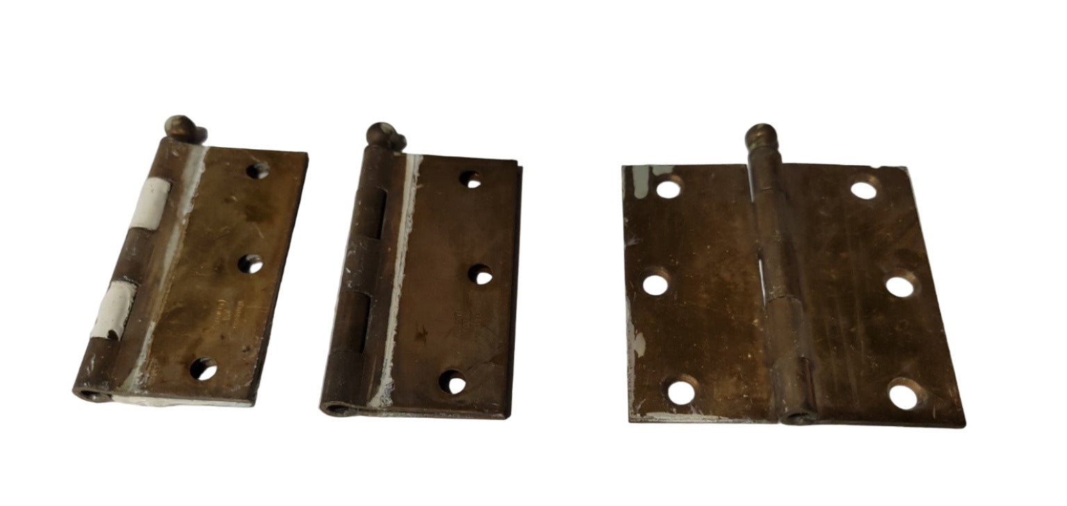 Set of 3 Cabinet Hinges – Brass Plated – 2 ⅝" x 2 ½"