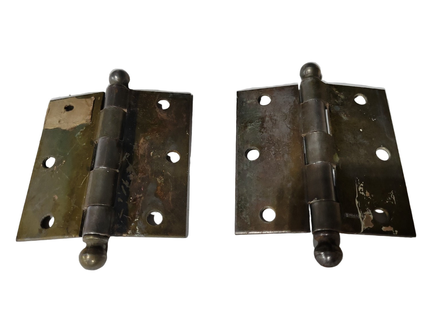 Set of 2 Antique Brass Ball Tip Hinges – 3" x 3" – Amerock USA