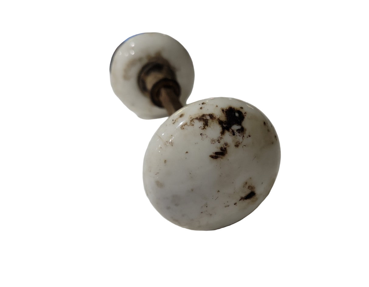 Antique White Porcelain Door Knob Set – 2 ¾" Ø x 6 ¼" L