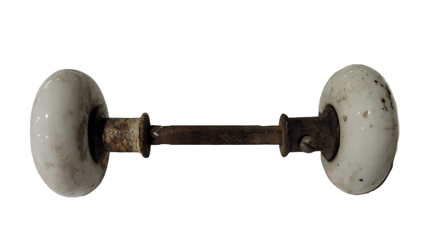 Antique White Porcelain Door Knob Set – 2 ¾" Ø x 6 ¼" L