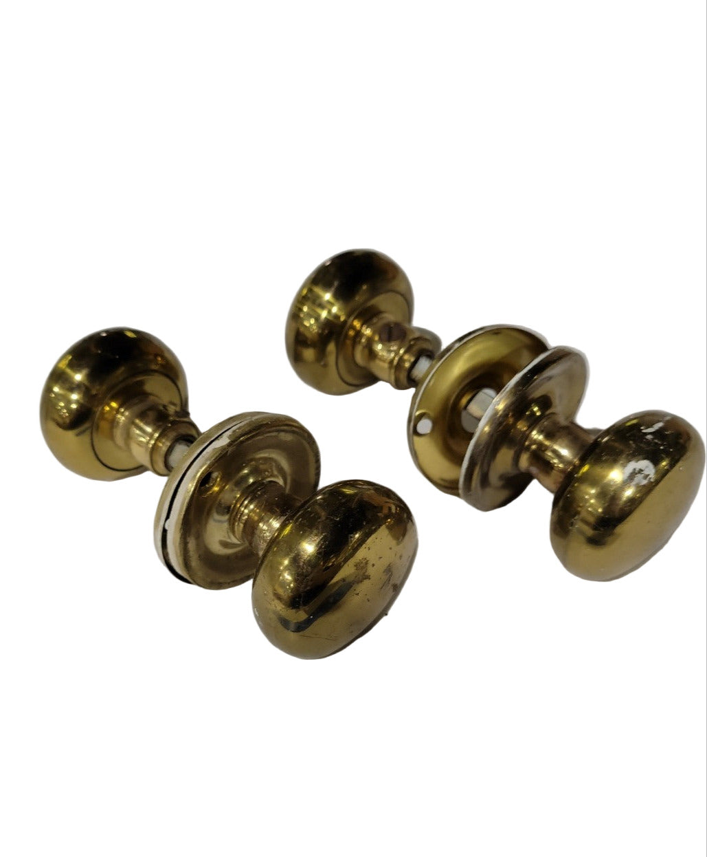Set of 2 Polished Brass Door Knob Sets – 1 ¾" Ø x 4 ½" L